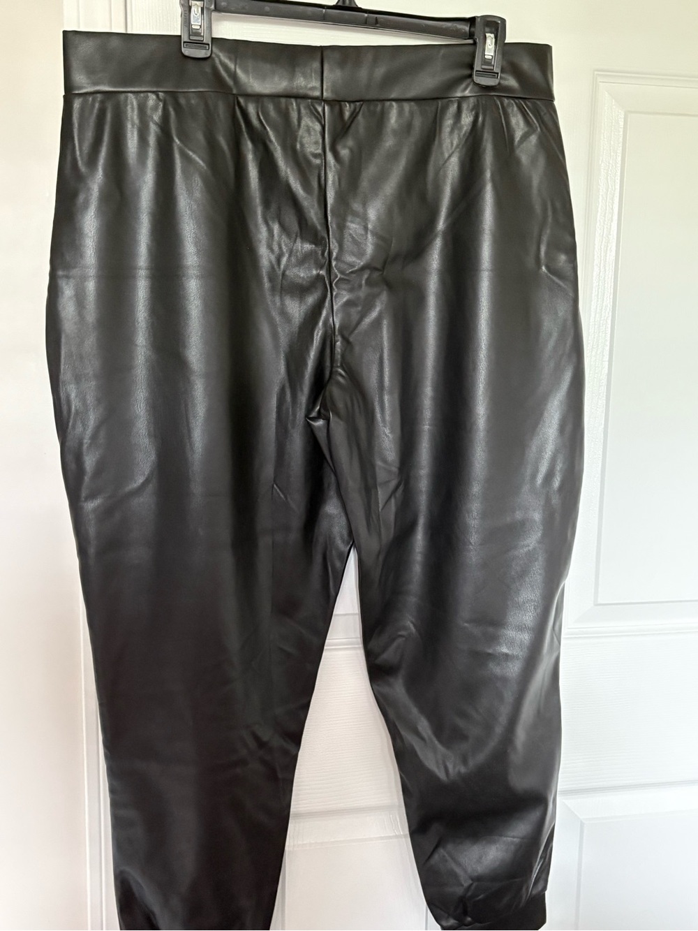 Serra Black Faux Leather Pull-on Jogger pant